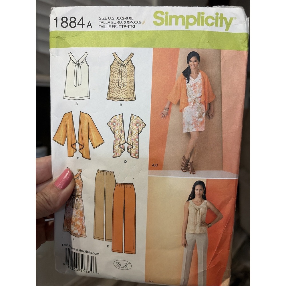 Simplicity 1884 Ladies Sewing Pattern Dress Top Pants Kimono Size XXS-XXL Cut L